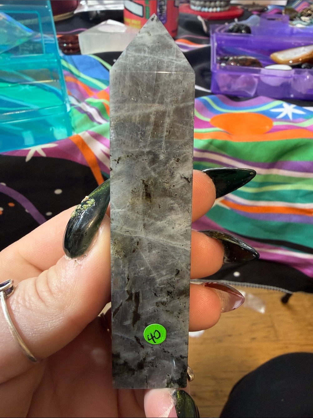 Handheld Blue-Grey Labradorite Crystal Point - Picture 3 of 7